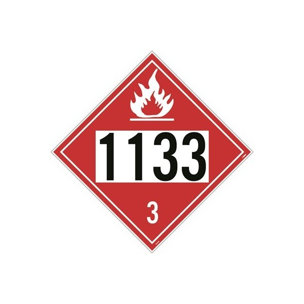 Nmc Four Digit Placard 1133 Class 3, Pressure Sensitive Vinyl, 10-3/4 in W x 10-3/4 in H DL201BP25 - main